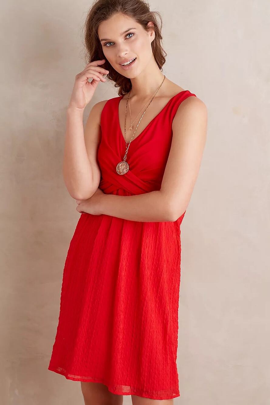 Amadi Mia Twist Front Mixed Media Red Mini Dress SP | Summer Wedding Guest